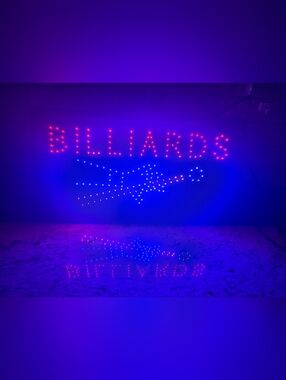 LED Billiards Wall Art Sign - Blue and Red